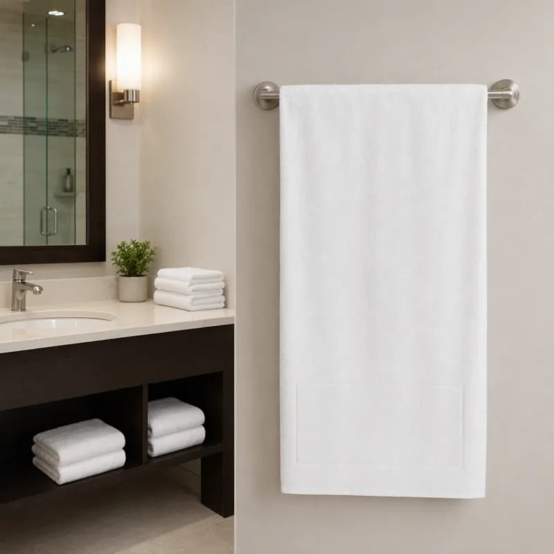 Standard Express Dobby Border Bath Towel 27X54 IN 15 LB White Cotton 12/Dozen
