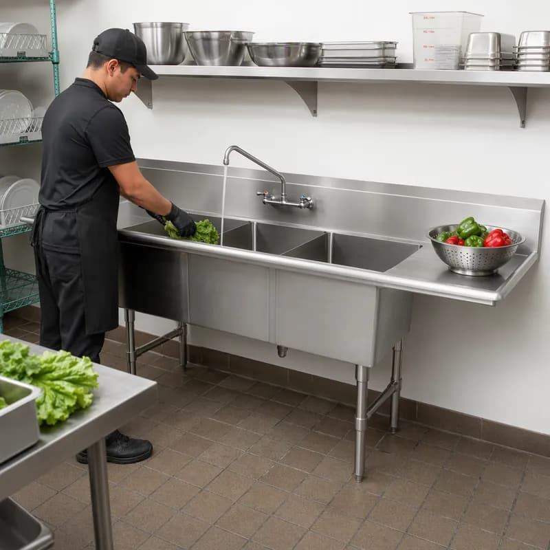 Pro Bowl Sink 93.25X29.5 IN 3-Compartment 1/Each
