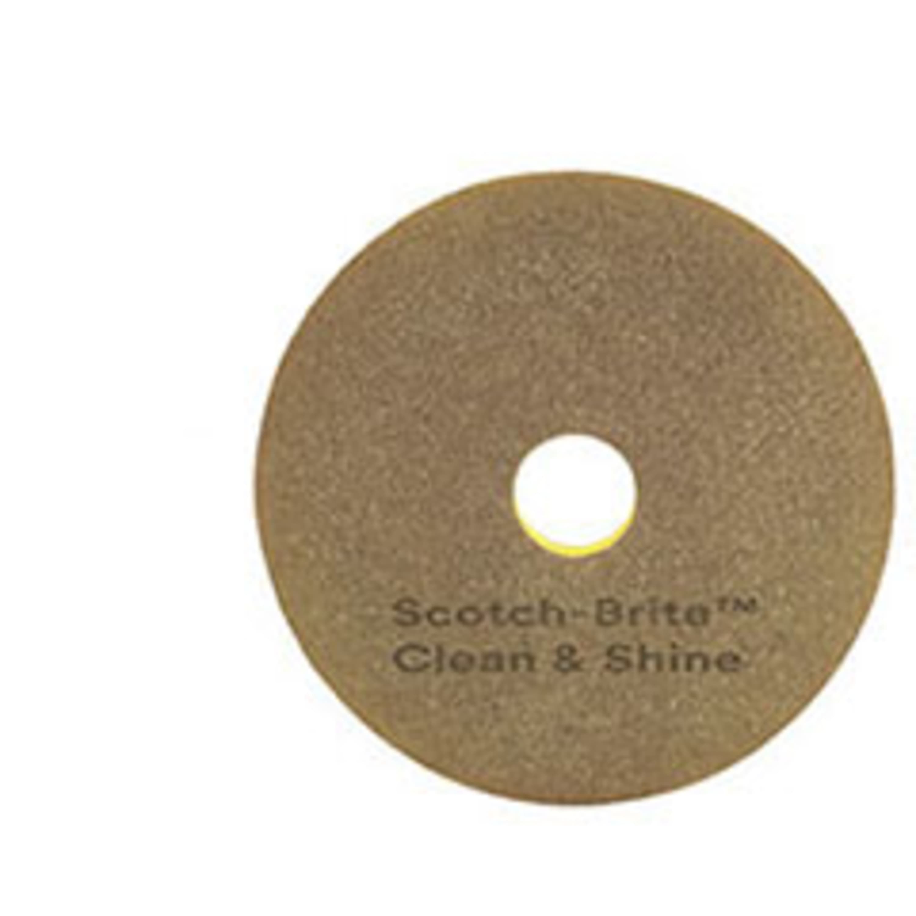 3M™ Scotch-Brite™ Clean & Shine Cleaning Pad 13X1 IN Brown Non-Woven Polyester Fiber 150-400 RPM Center Hole 5/Case