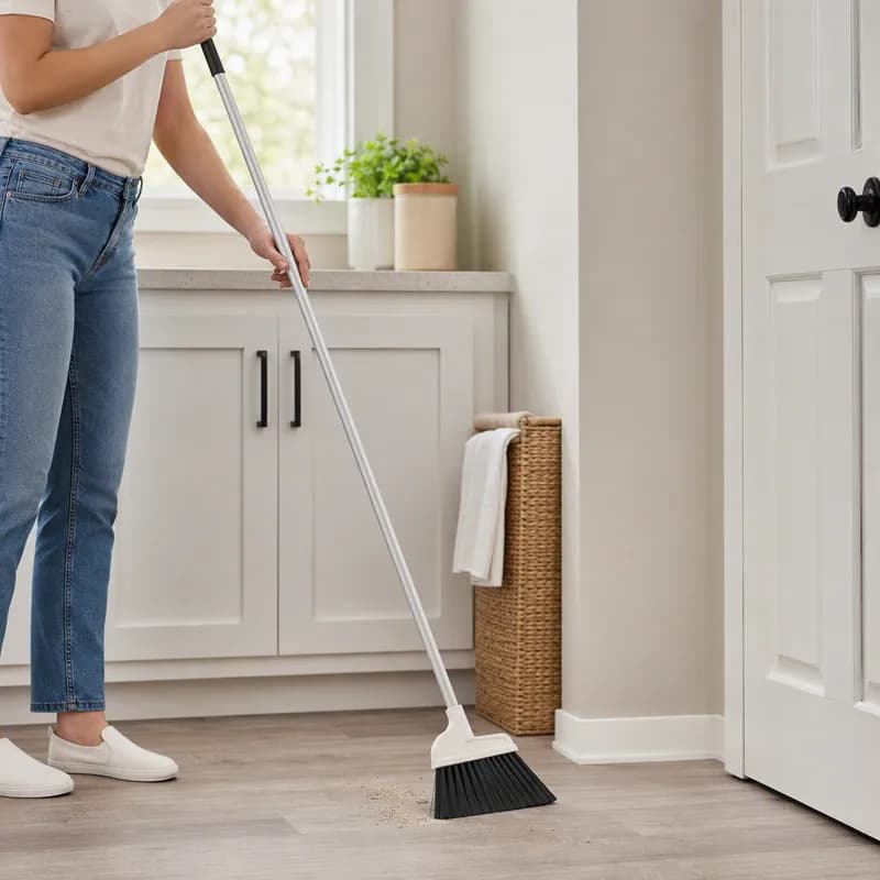 Multi-Purpose Broom Handle 57IN Gray Aluminum Threaded Metal Tip 1/Each
