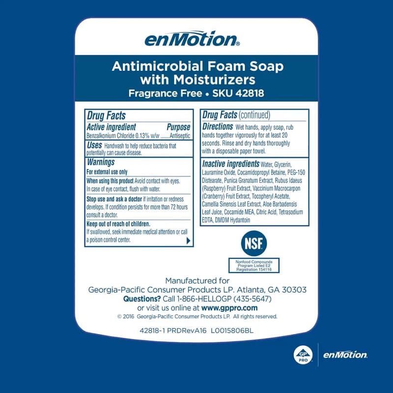 enMotion® Hand Soap Foam 1200 mL Unscented Fragrance Free Clear Antimicrobial 2/Case