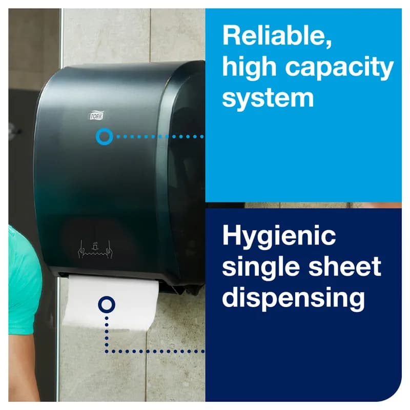 Tork H71 Paper Towel Dispenser 9.3X12.3X16 IN Plastic Wall Mount Black Hard Roll Mechanical Manual Universal 1/Each