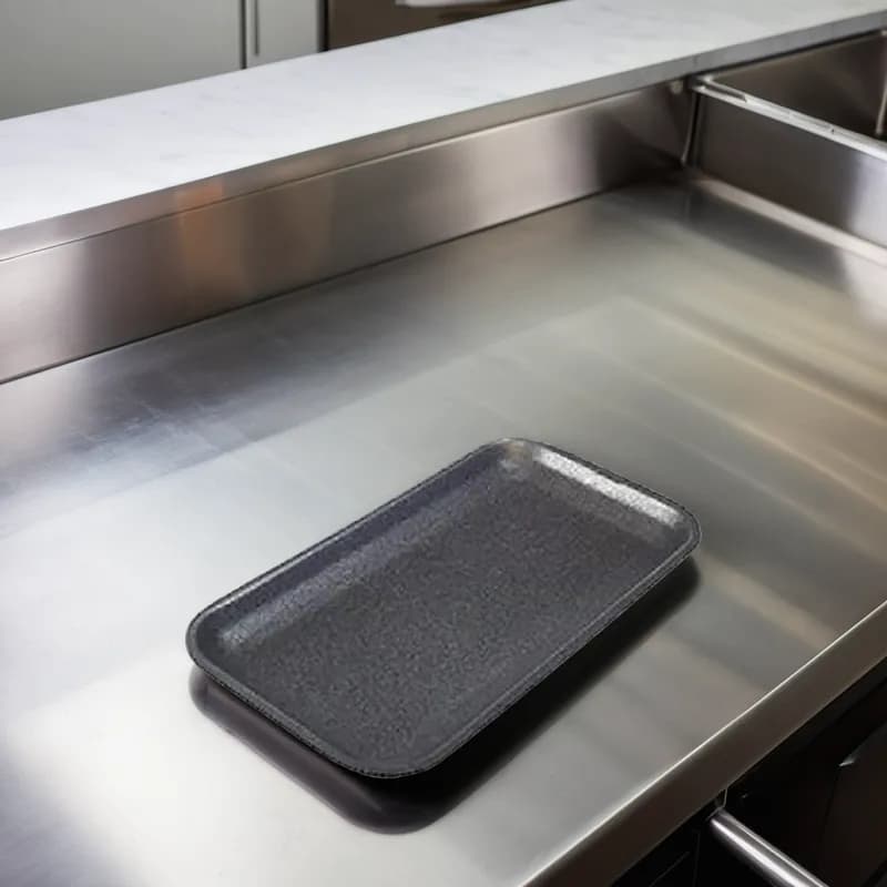17S Meat Tray 8.5X4.5X0.63 IN Polystyrene Foam Black Rectangle 1000/Case
