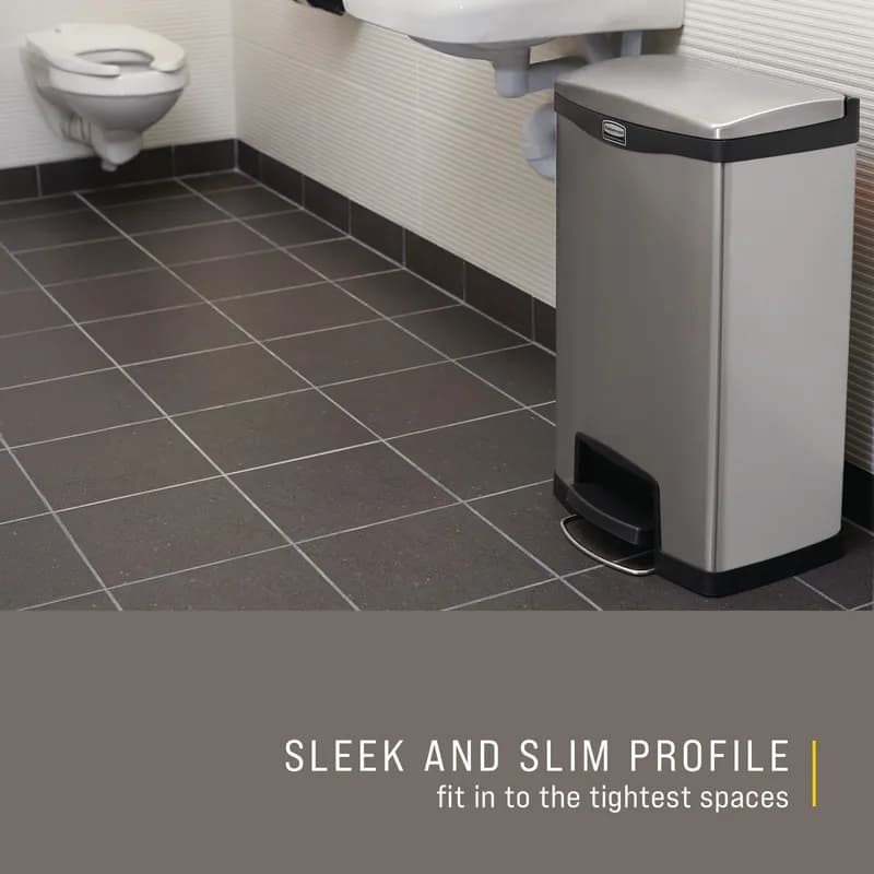 Impressions™ 1-Stream Trash Can 18.11X13.70X28.66 IN 13 GAL Black Stainless Steel Step-On Front Step 1/Each