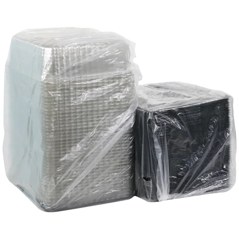 Bakery Container & Lid Combo With Dome Lid 1/4 Size 14.5X10.75X3.75 IN PET Black Clear Fluted 50/Case