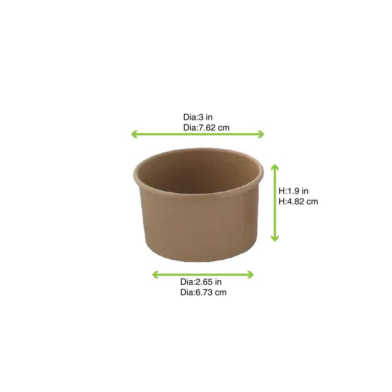 Food Container Base 5 OZ Kraft Paperboard Kraft Round Grease Resistant 50 Count/Pack 20 Packs/Case 1000 Count/Case