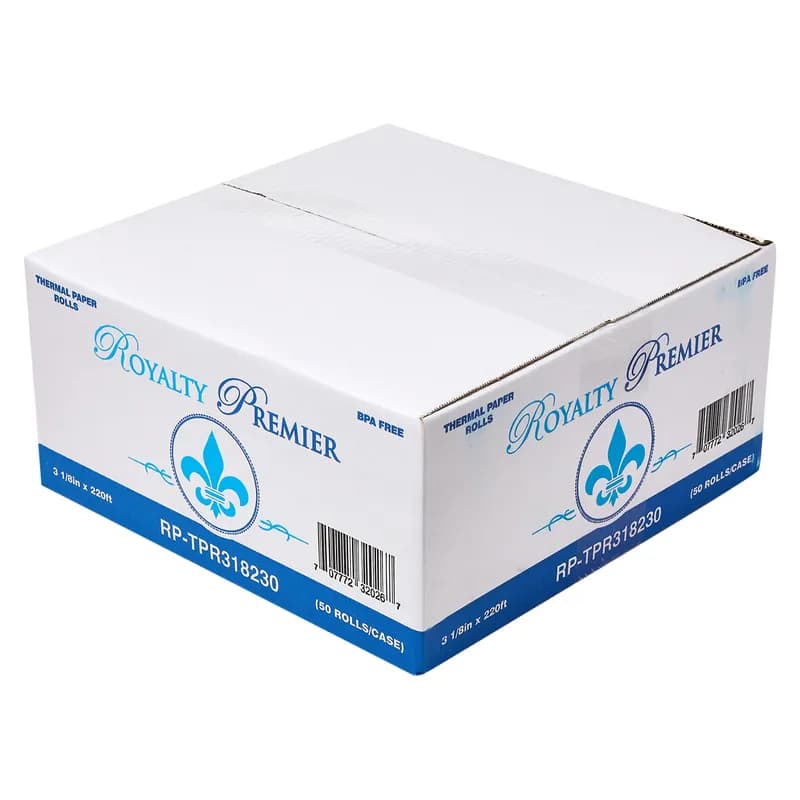 Cash Register Receipt Roll 3.125IN X220FT White Thermal Paper 50/Case