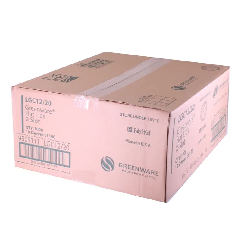 Greenware® Lid Flat 3.8X0.3 IN PLA Clear For 9-12-14 OZ Cold Cup Straw Slot Identification 1000/Case