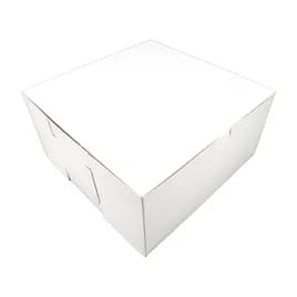 Bakery Box 12X12X6 IN Clay-Coated Kraft Board White Kraft Square Lock Corner Tuck Top 50/Case