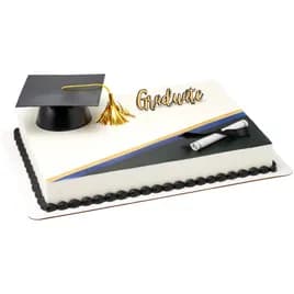 Cake Topper Kit Plastic Black Gold Mega Hat Graduate 3/Set