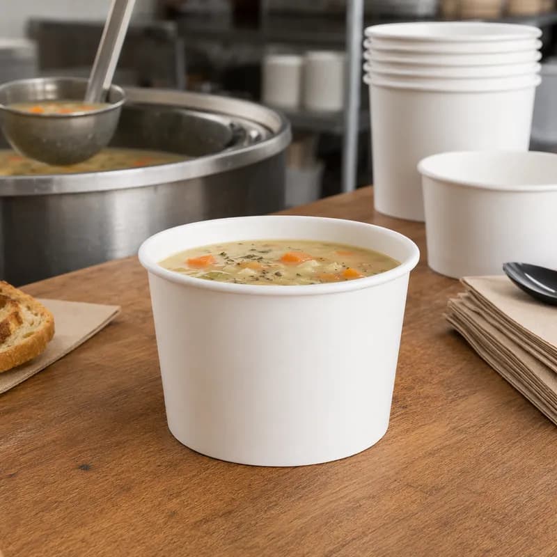 Food Container Base 12 OZ Double Wall Poly-Coated Paper White Round 1000/Case