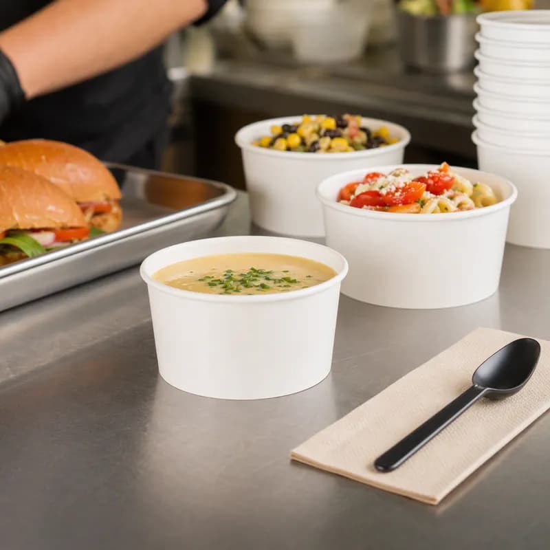 Food Container Base 6 OZ Double Wall Poly-Coated Paper White Round 1000/Case