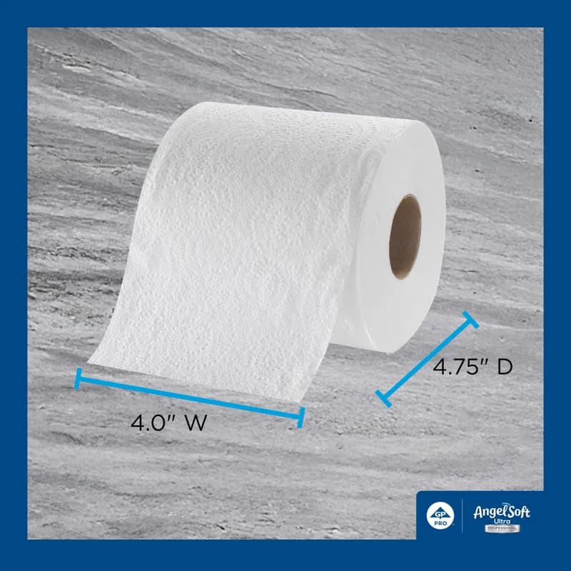 Angel Soft Ultra Professional® Toilet Paper & Tissue Roll 2PLY White Embossed Sheet L x W: 4IN X 4IN 400 Sheets/Roll
