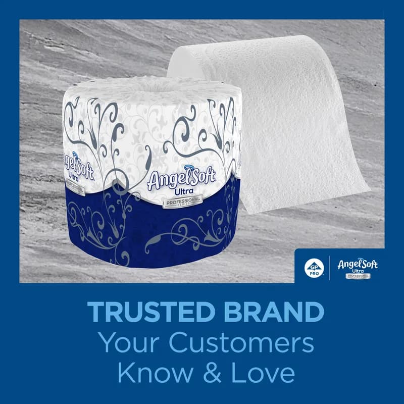 Angel Soft Ultra Professional® Toilet Paper & Tissue Roll 2PLY White Embossed Sheet L x W: 4IN X 4IN 400 Sheets/Roll