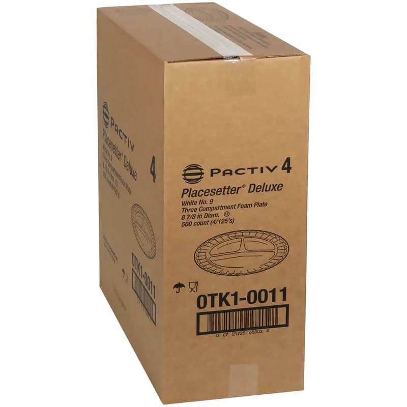 Plate 8.9X0.8 IN 3 Compartment Polystyrene Foam White Round 500/Case