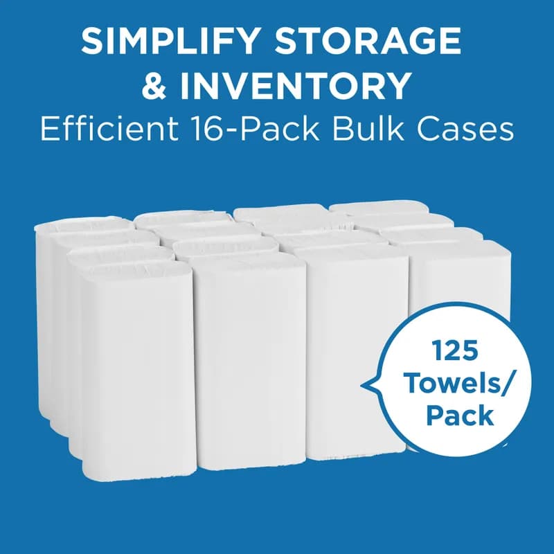 Pacific Blue Select Folded Paper Towel 9.2X9.4 IN 2PLY White 1/2 Fold 125 Sheets/Pack 16 Packs/Case 2000 Sheets/Case