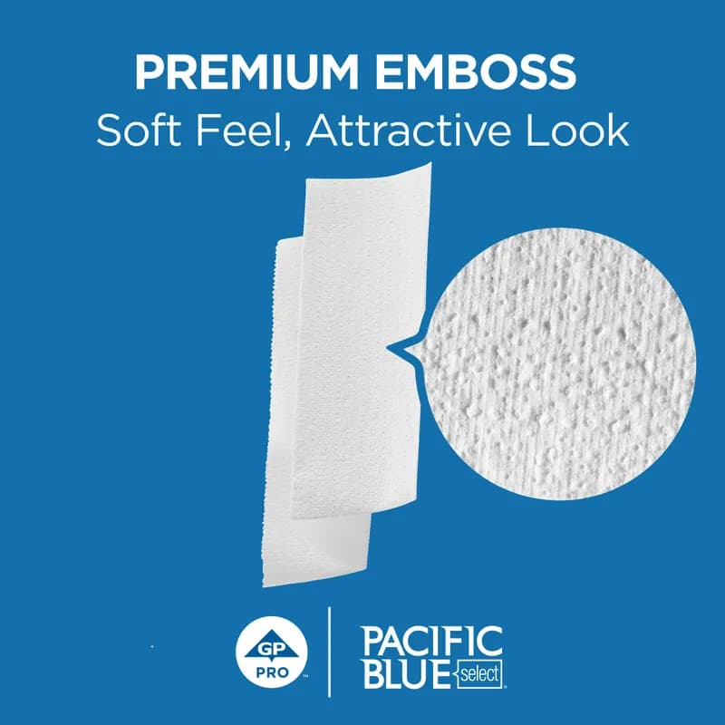 Pacific Blue Select Folded Paper Towel 9.2X9.4 IN 2PLY White 1/2 Fold 125 Sheets/Pack 16 Packs/Case 2000 Sheets/Case