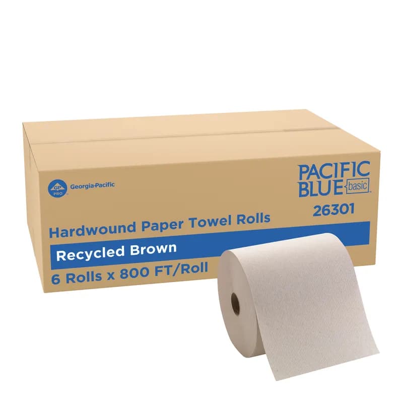 Pacific Blue Basic Roll Paper Towel 7.8X7.875 IN 800 FT 1PLY Kraft Standard Roll EPA Indicator 6/Case