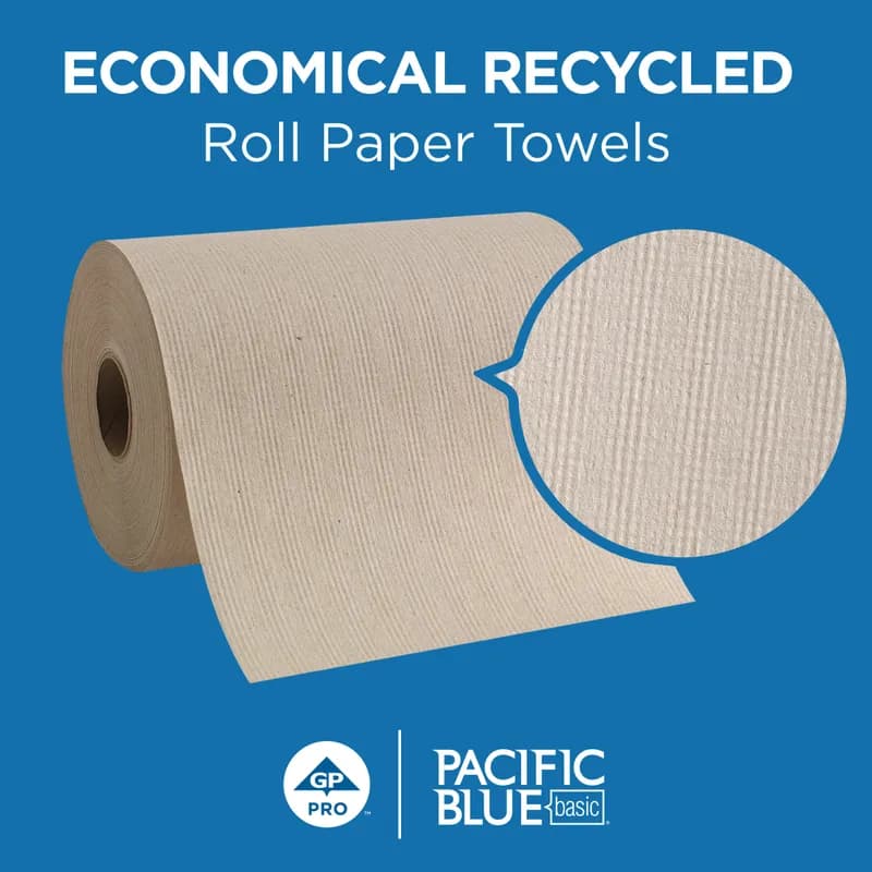Pacific Blue Basic Roll Paper Towel 7.8X7.875 IN 800 FT 1PLY Kraft Standard Roll EPA Indicator 6/Case