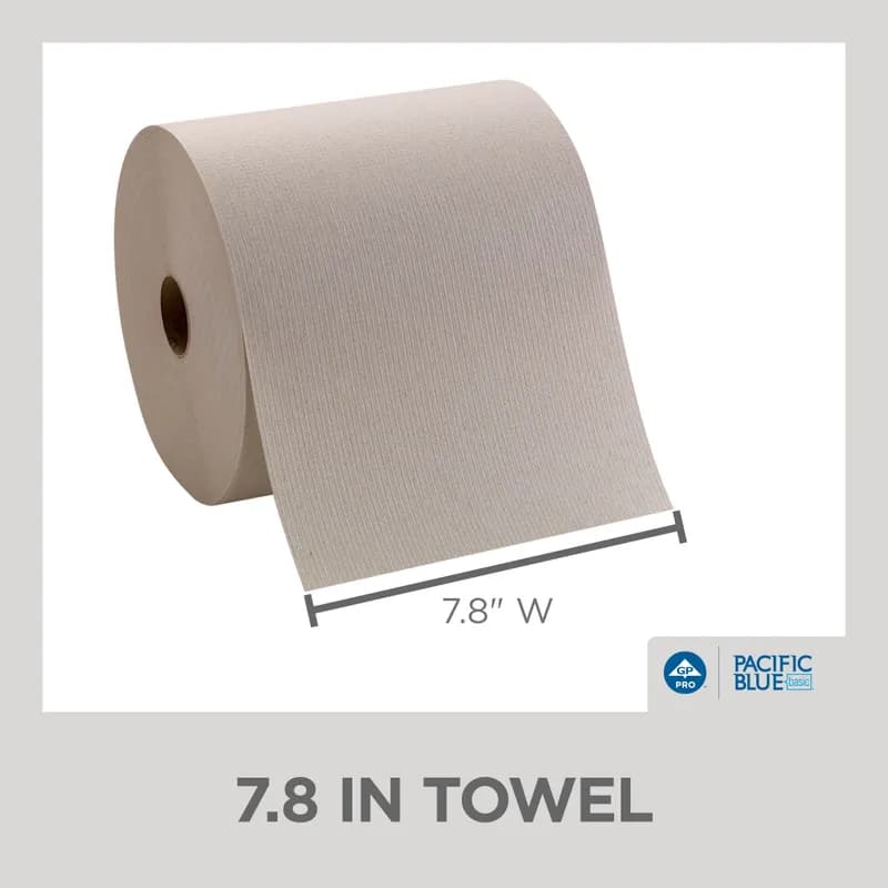 Pacific Blue Basic Roll Paper Towel 7.8X7.875 IN 800 FT 1PLY Kraft Standard Roll EPA Indicator 6/Case