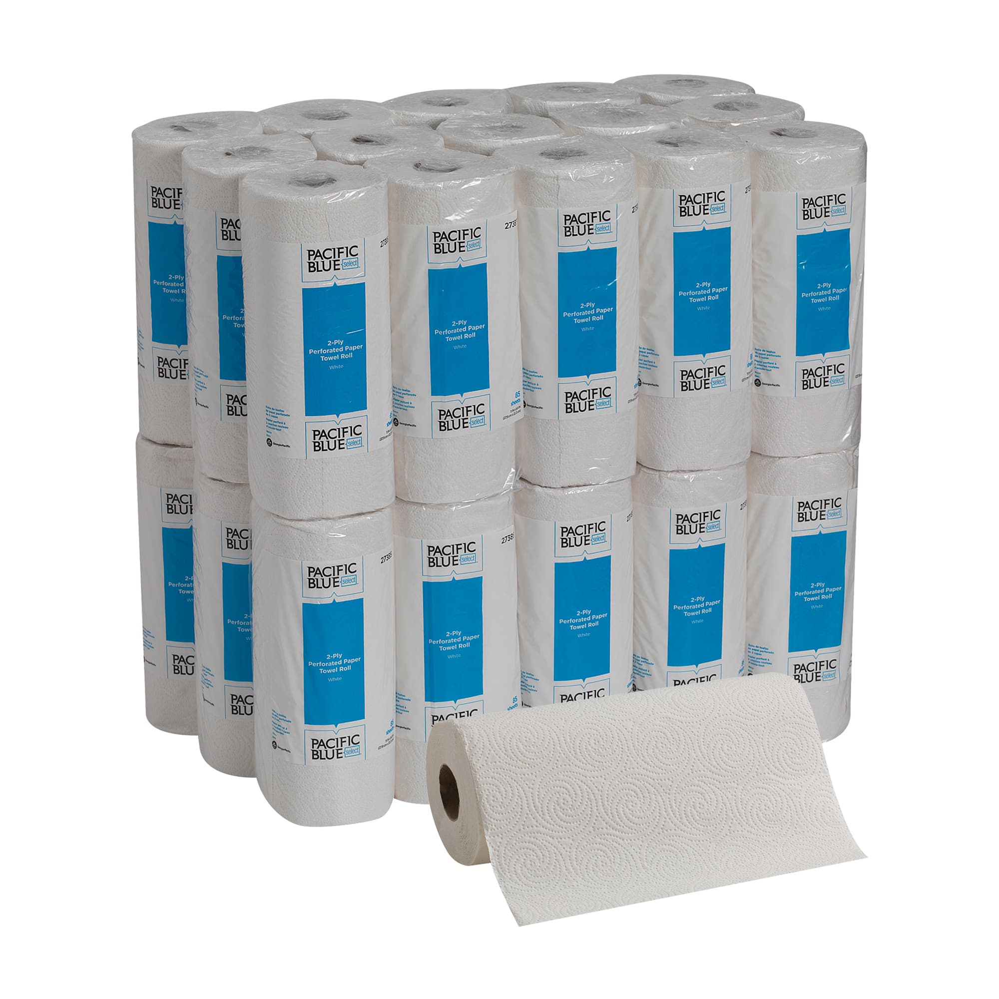 Pacific Blue Select Household & Kitchen Roll Paper Towel 8.8X11 IN 2PLY White 85 Sheets/Roll 30 Rolls/Case