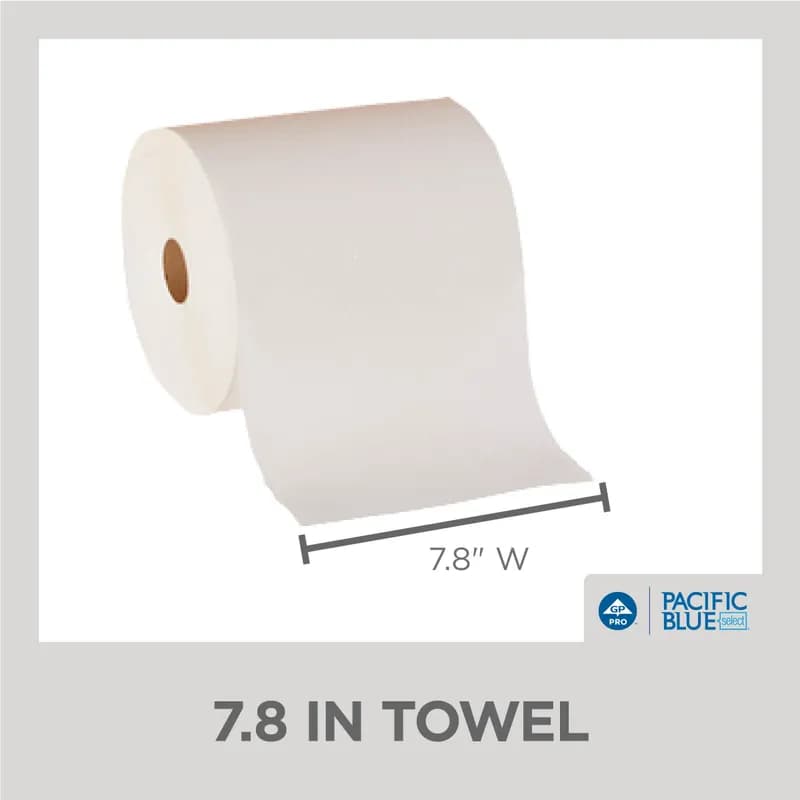 Pacific Blue Select Roll Paper Towel 7.875IN X350FT 2PLY White Standard Roll 2.025IN Core Diameter 12 Rolls/Case