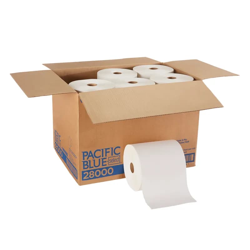 Pacific Blue Select Roll Paper Towel 7.875IN X350FT 2PLY White Standard Roll 2.025IN Core Diameter 12 Rolls/Case