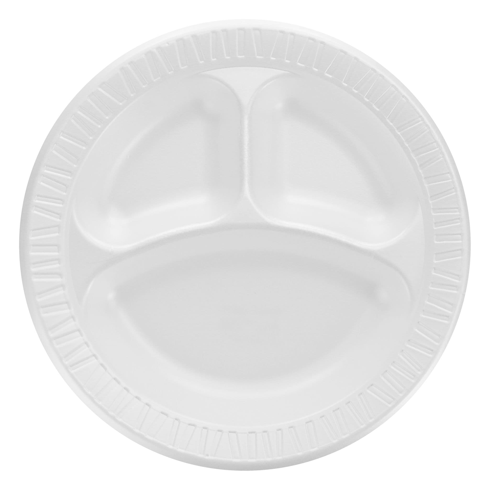 Dart® Quiet Classic® Plate 10.25X1.26 IN 3 Compartment XPS White Round 125 Count/Pack 4 Packs/Case 500 Count/Case