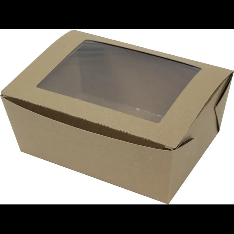 Bio-Plus View® #4 Take-Out Box 8.75X6.5X3.5 IN Paper Kraft Rectangle 140/Case