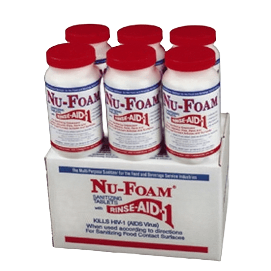 Nu-Foam® Sanitizer Tablet Rinse Aid 6 Count/Pack 100 Packs/Case 600 Count/Case