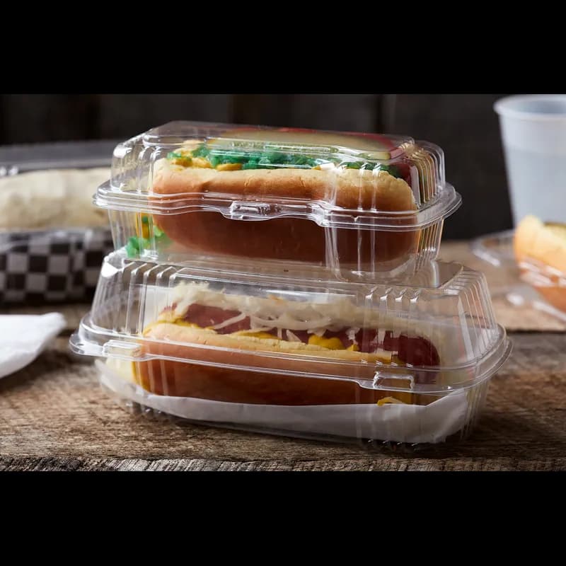 Hoagie & Sub Take-Out Container Hinged With Dome Lid 6.5X2.75X2.25 IN HIPS OPS Clear Rectangle Small 250/Case