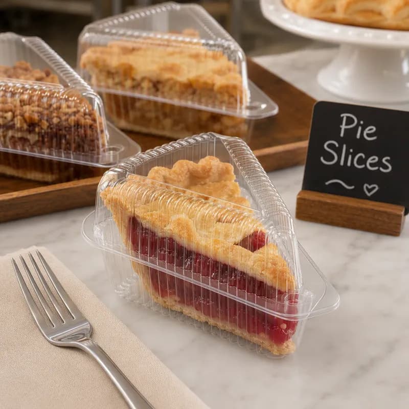 Polar Pak® Pie Slice Hinged Container With Dome Lid PET Clear Triangle Extra Deep 300/Case