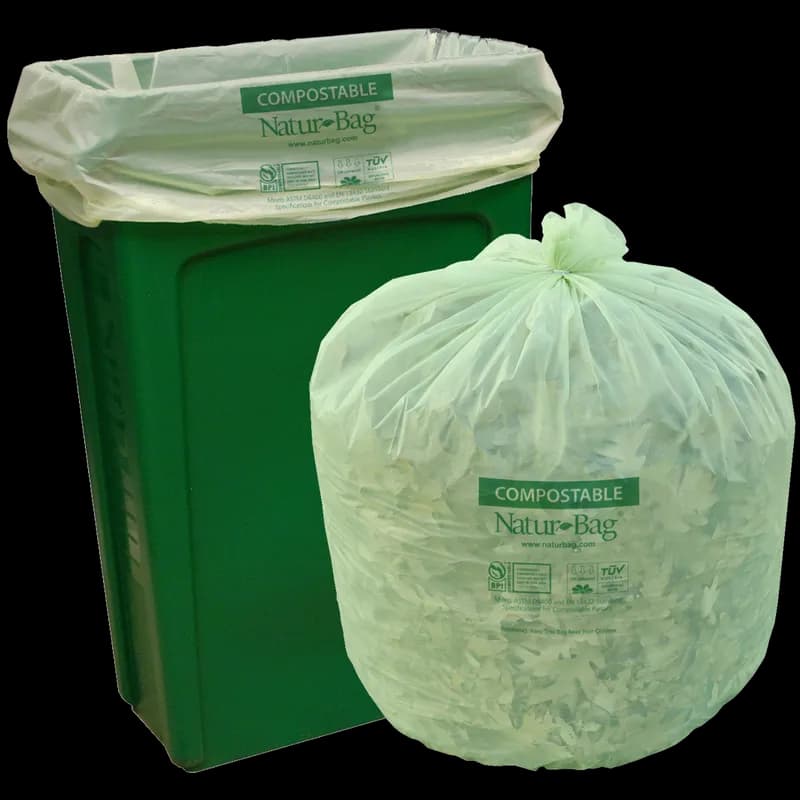 Natur-Bag Compostable Liner 33X40 IN 33 GAL Green Plastic 1MIL 25 Count/Roll 7 Rolls/Case 200 Count/Case
