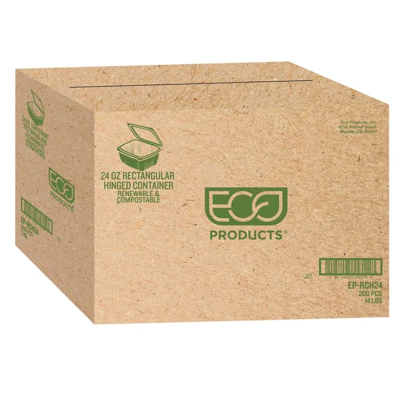 Deli Container Hinged 24 OZ PLA Clear Rectangle 200/Case
