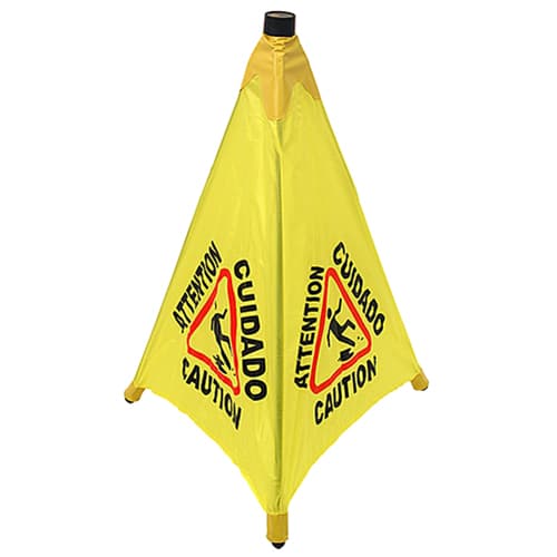 Impact® Safety Cone 31 IN Yellow Black Plastic Pop-Up Trilingual Mountable Private Labeling Area 1 IN x 1.75 IN 1/Each