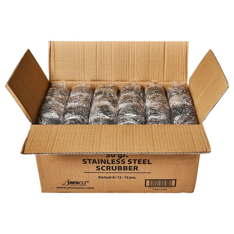 ScrubX Scrub Sponge 1.76 OZ 50GM Stainless Steel Silver 12 Count/Box 6 Box/Case 72 Count/Case