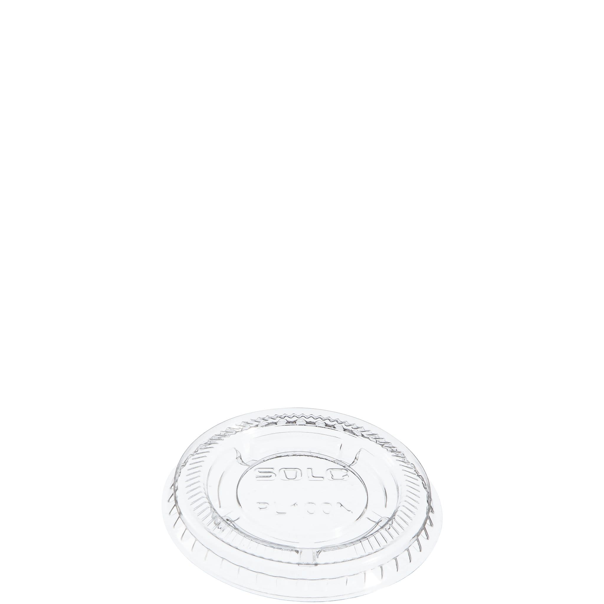 Solo® Lid Flat 1.857X0.246 IN 1 Compartment PET Clear Round For 1 OZ Souffle & Portion Cup 125 Count/Pack 20 Packs/Case