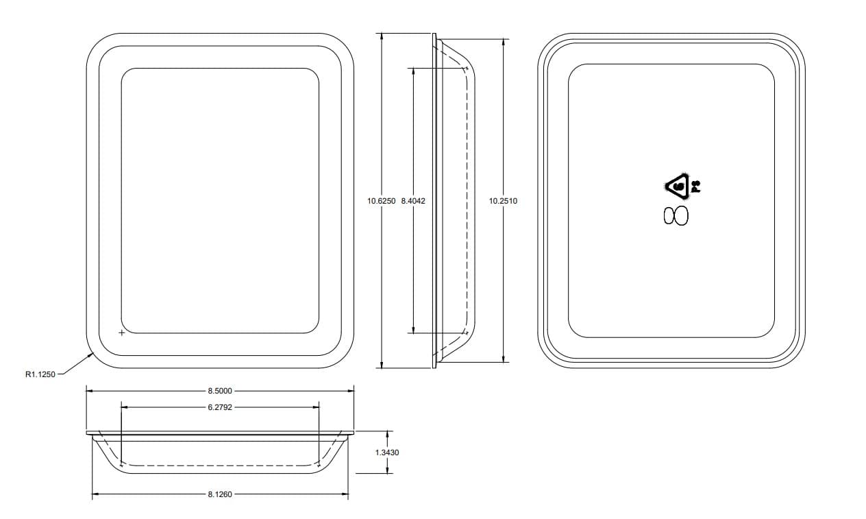 8D Meat Tray 8.5X10.63X1.34 IN Polystyrene Foam Deep White Rectangle Heavy 400/Case