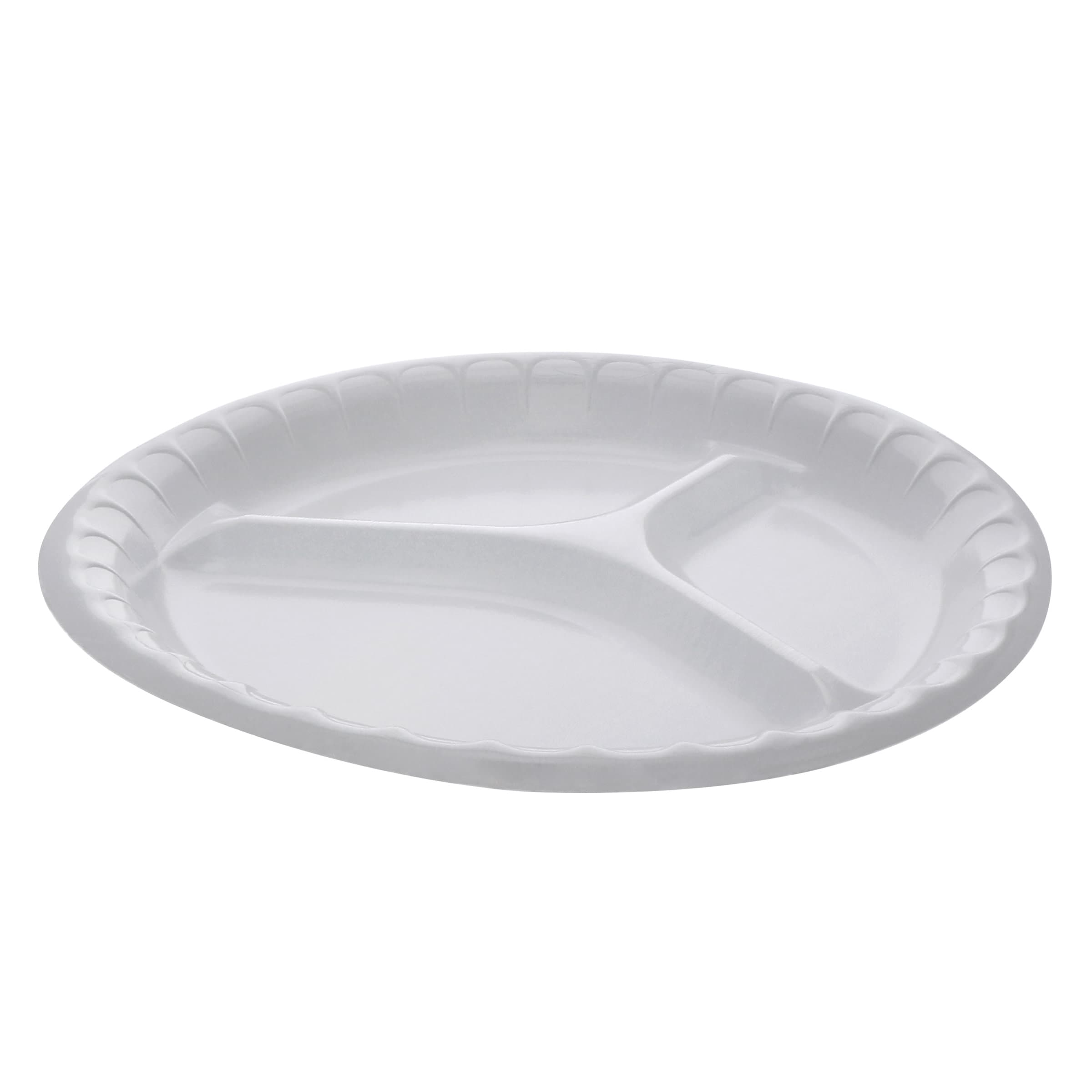 Plate 10.3X1 IN 3 Compartment Polystyrene Foam White 540/Case
