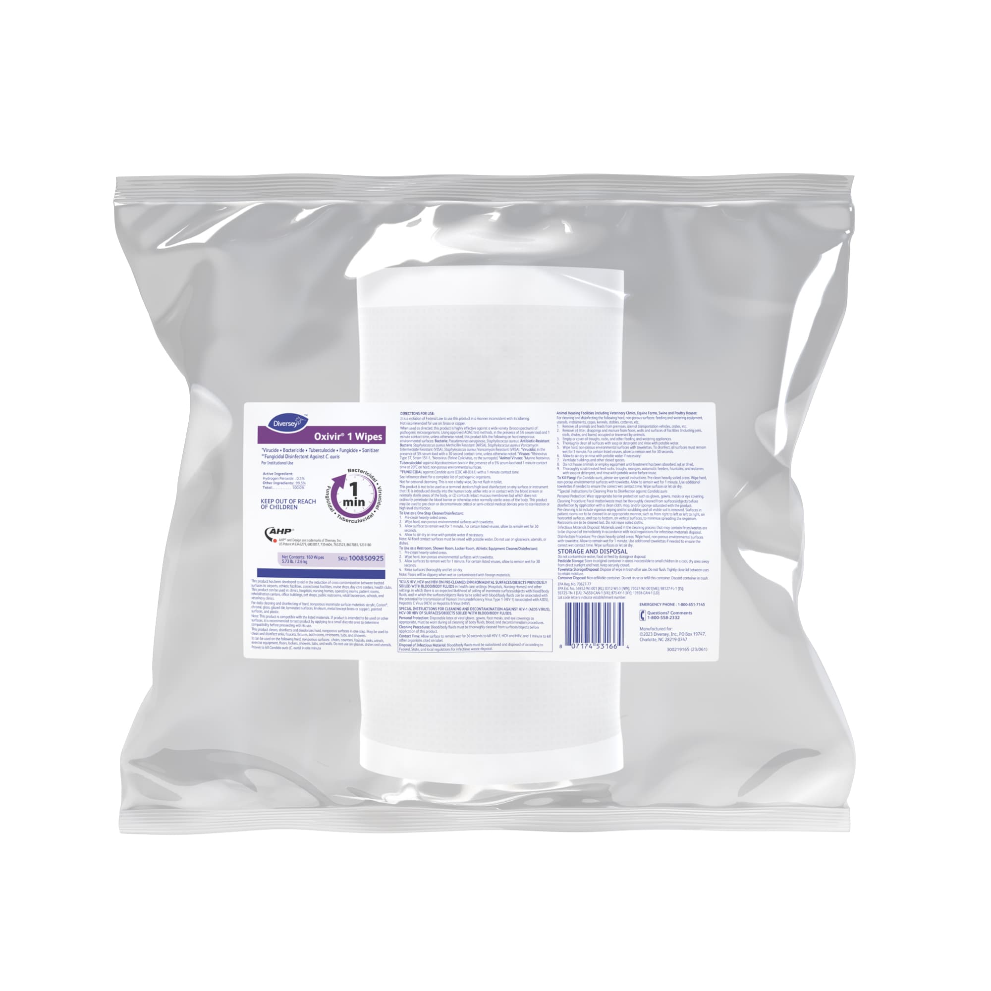 Oxivir® 1 One-Step Disinfectant Multi Surface Wipe AHP® Refill 160 Count/Pack 4 Packs/Case