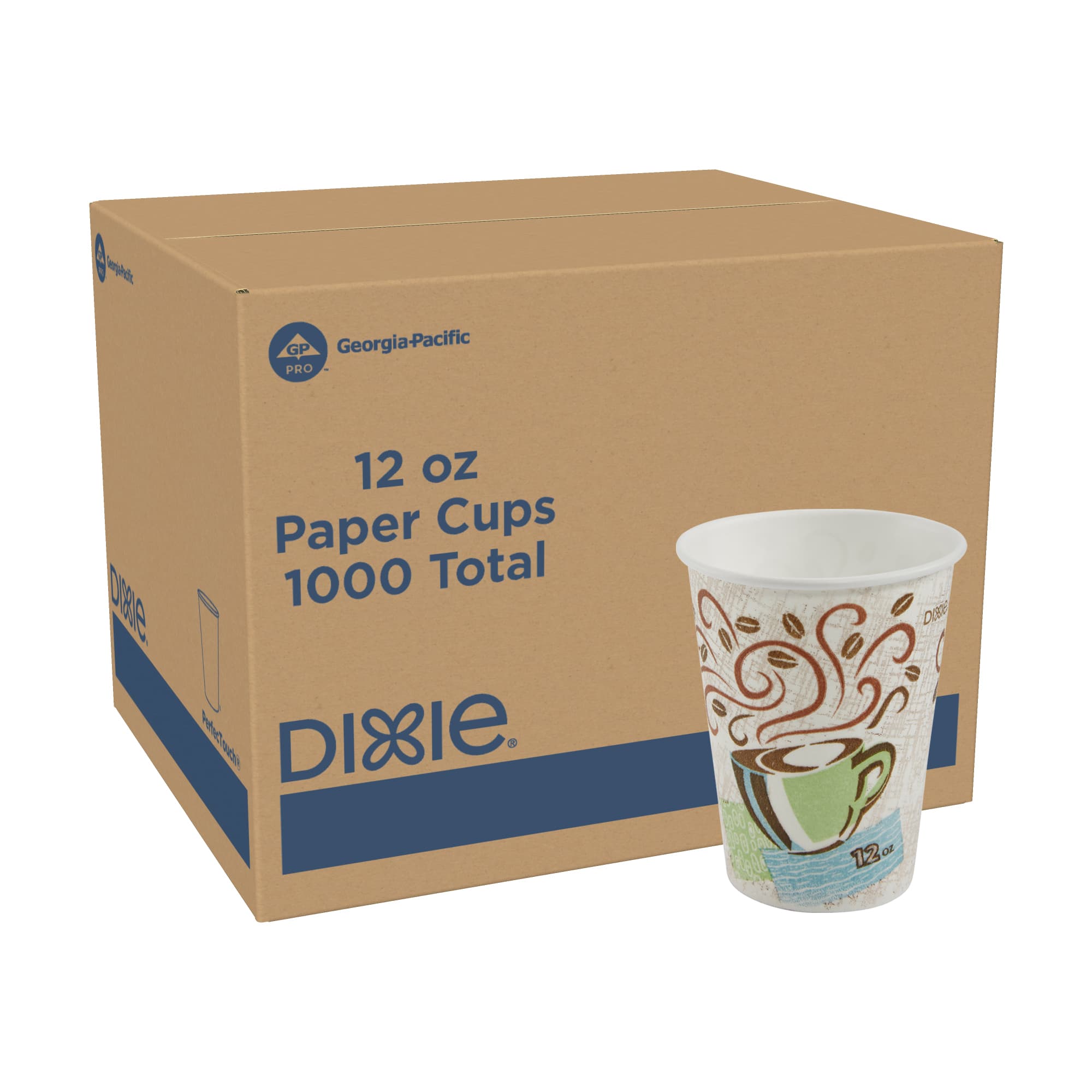 Dixie® Perfect Touch Hot Cup Insulated 12 OZ Double Wall Poly-Coated Paper Multicolor Coffee Haze 1000/Case