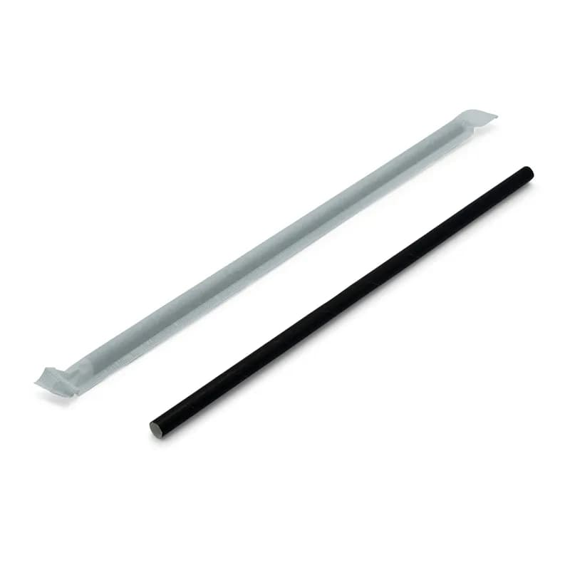 Victoria Bay Jumbo Straw 7.75 IN Paper Black Wrapped 500 Count/Pack 10 Packs/Case 5000 Count/Case