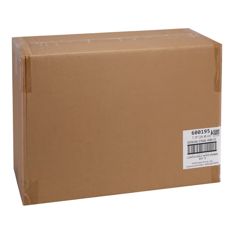 Straw 7.75 IN Paper White Unwrapped 4800/Case
