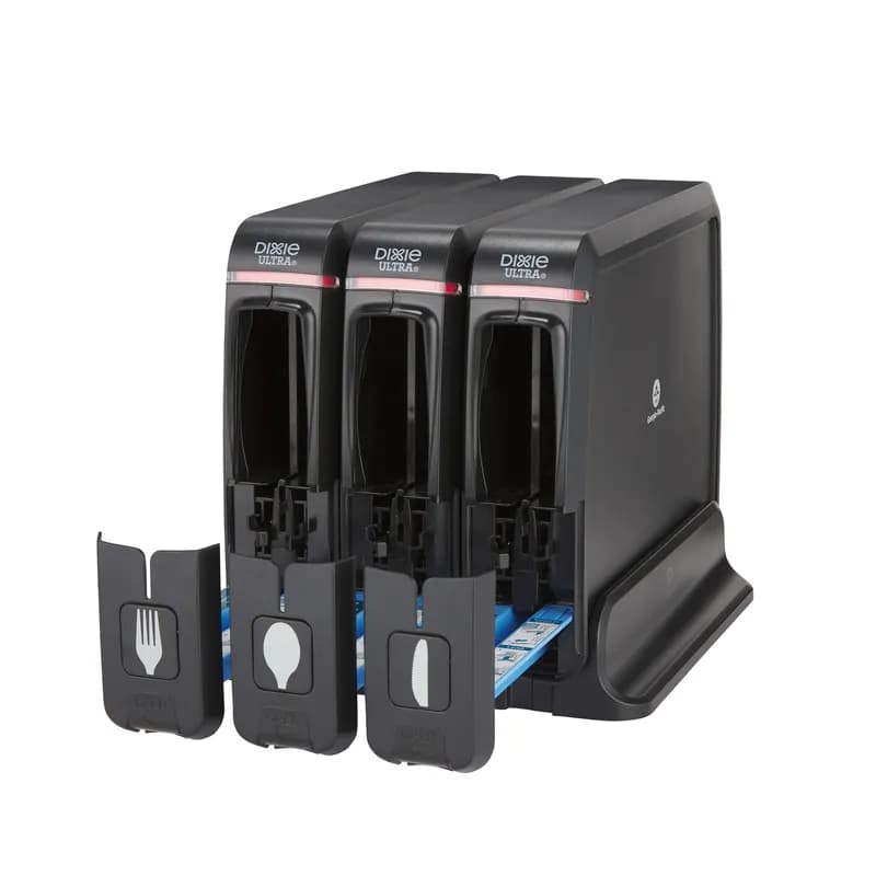 Dixie® Ultra SmartStock® Series-W Wrapped Cutlery Fork Spoon Knife Dispenser Black 1/Each