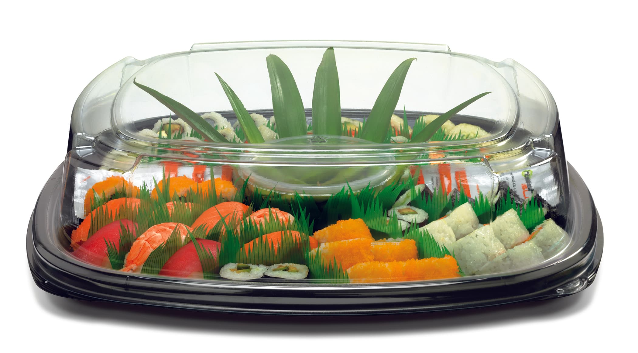 Fresh 'n Clear® Serving Tray Base & Lid Combo 16X16 IN PET Black Square 25/Case