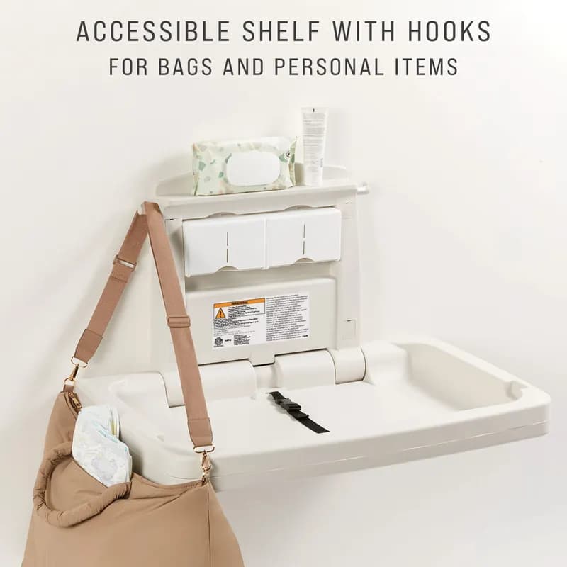 Baby Changing Station 33.25X21.50X4.00 IN White Plastic Horizontal Hygienic Ergonomic 1/Each
