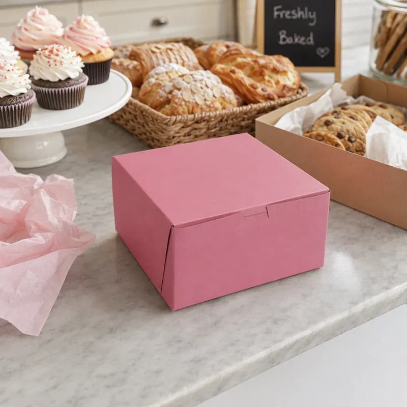 Bakery Box 8X8X4 IN Paperboard Strawberry Corner Lock 1-Piece 200/Case