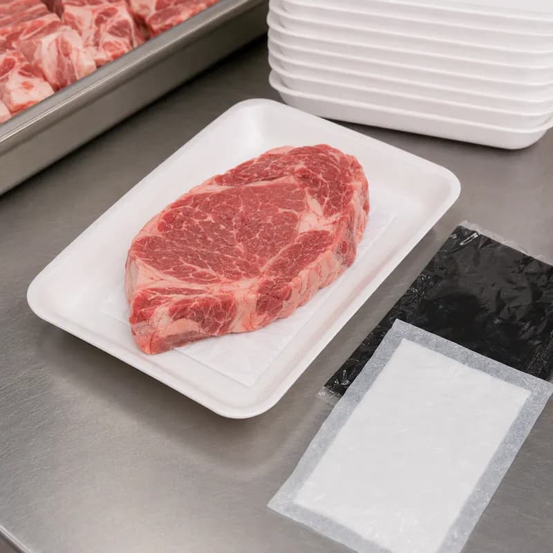 Dri-Loc® AC75 Meat Pad 4.75X7 IN White Rectangle 80GM 1000/Case