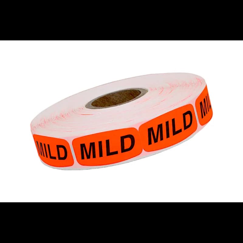 Mild Label Black Fluorescent Red Short Oval Dayglo 1000 Count/Roll 50 Rolls/Case 50000 Count/Case