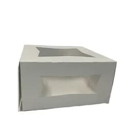 Bakery Box 8X8X4 IN SBS Paperboard White Square Tuck Top 4 Corner Beers Automatic With Window 150/Bundle